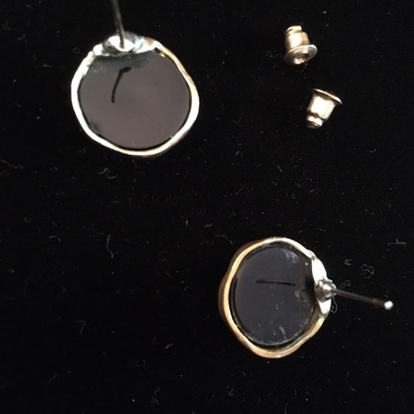 Gold-tone + Glass Soldered Rosebud Post Earrings - Picture 3 of 3